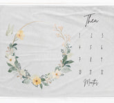 Cream Flower Wreath Milestone Blanket